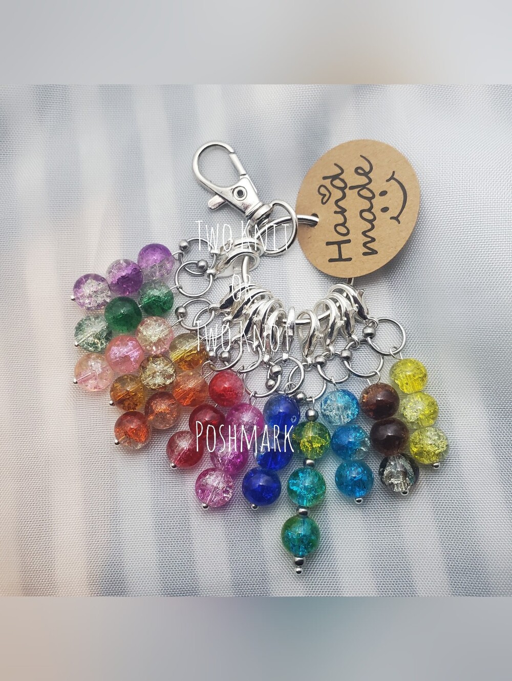 ⭐️ OOAK Handmade Beaded Stitch Markers Bag Charm Set